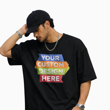 Men's Black Customizable Oversized T-shirt